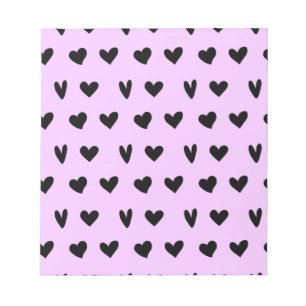 Black Hearts Lovely Pattern Gifts Happy Valentines Notepad