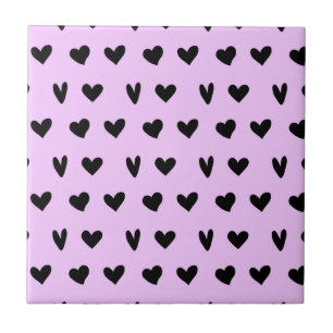 Black Hearts Lovely Pattern Happy Valentines Day Tile