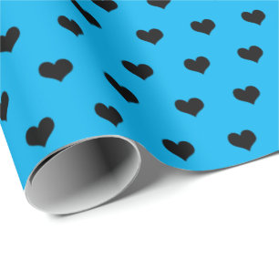 black hearts on aqua wrapping paper