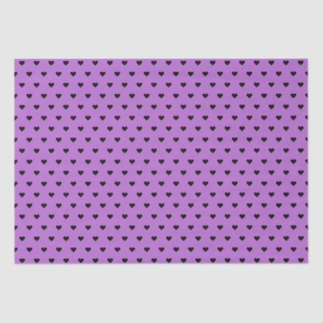 Black Hearts on Purple | Custom  Tissue Paper (Front)
