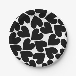 Black Hearts Paper Plates