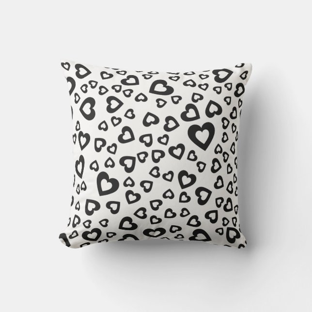 Black Hearts Pattern Cushion (Front)