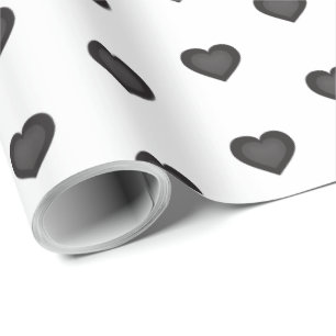 Black Hearts Pattern Wrapping Paper
