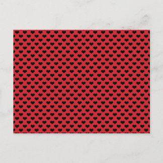Black Hearts Red Background Pretty Postcard
