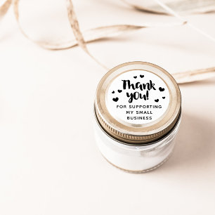 Black Hearts Script Thank You For Supporting Classic Round Sticker