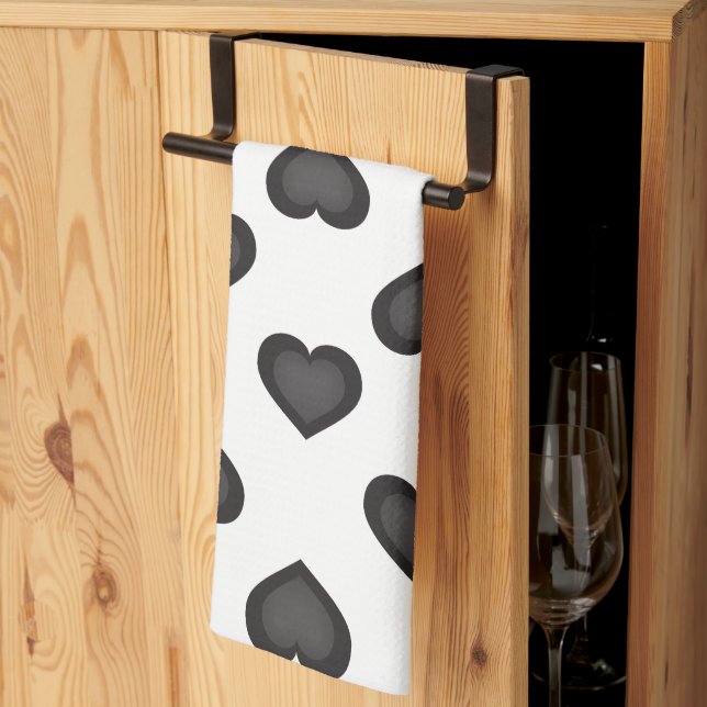 Black Hearts Tea Towel (Thirds Fold)