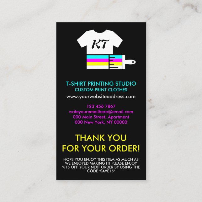 Black Heat Transfer Vinyl Clothing Washing Business Card (Front)