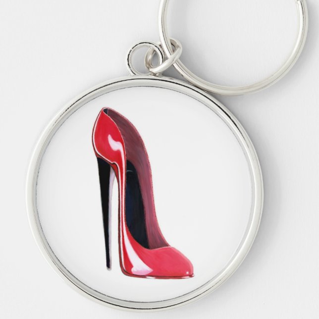 Black heel, red stiletto shoe key ring (Front)