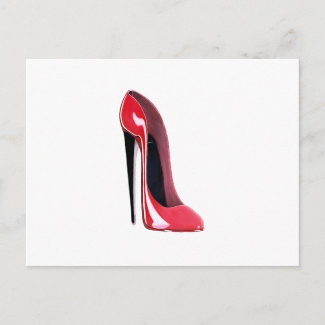 Black heel, red stiletto shoe postcard (Front)