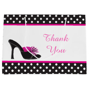 Black Heels Shoes with Black Polka Dots Large Gift Bag