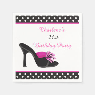 Black Heels Shoes with Black Polka Dots Napkin