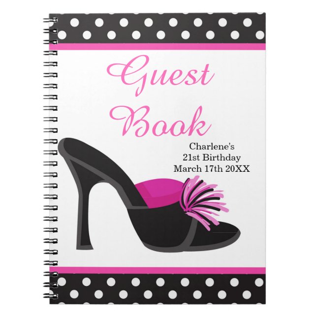 Black Heels Shoes with Black Polka Dots Notebook (Front)