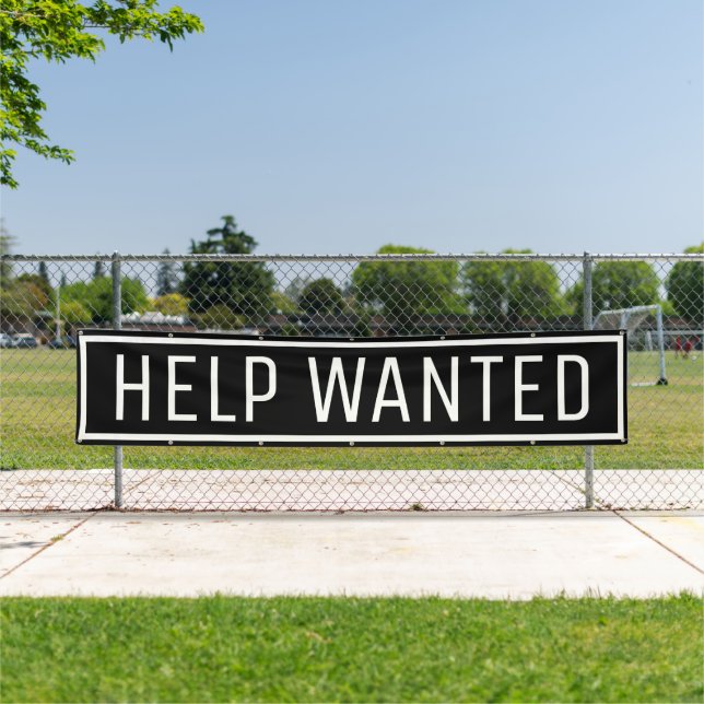 Black Help Wanted Sign Banner (Insitu)