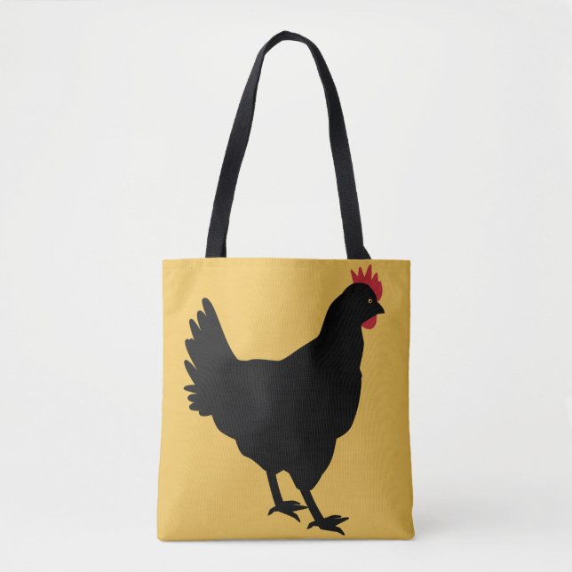 Black Hen on a Mustard Background Tote Bag (Front)