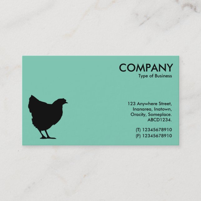 Black Hen Symbol - Light Green 7dcfb6 Business Card (Front)