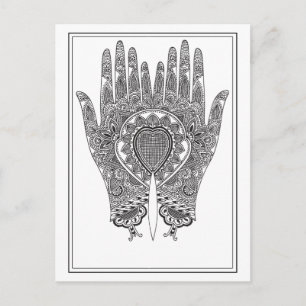 Black Henna Hands Postcard