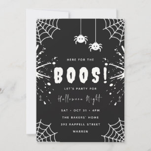 black Here for the Boos Halloween Party Invitation