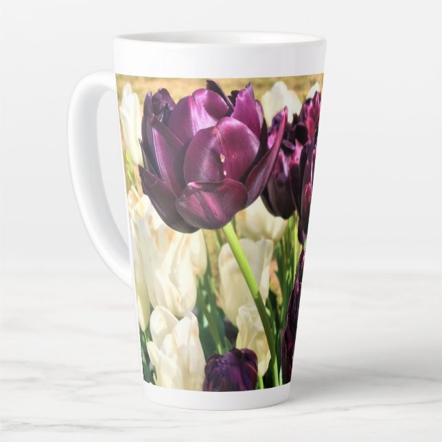 Black Hero Tulips, Oregon Latte Mug (Left Angle)