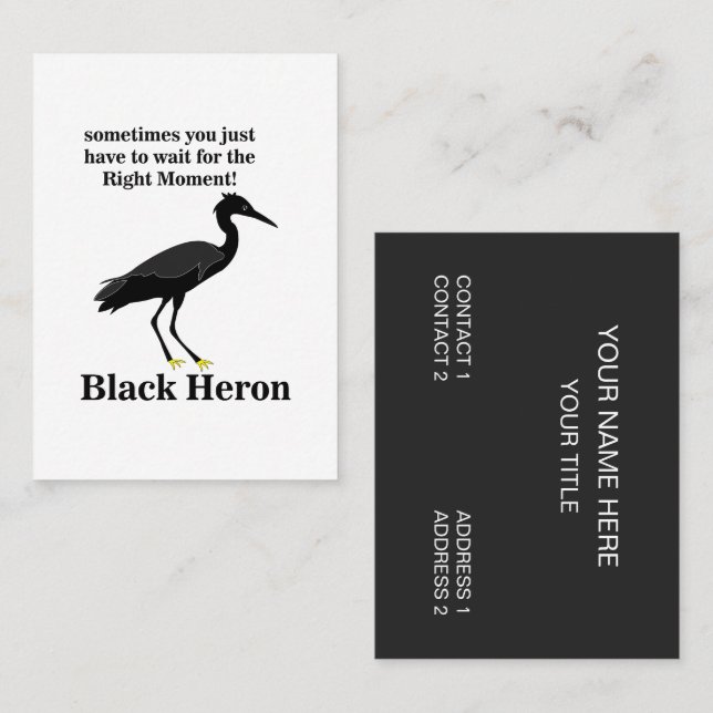 Black Heron Egret Bird Wildlife Business Card (Front/Back)