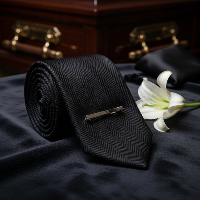 Black Herringbone Funeral  Tie (Creator Uploaded)