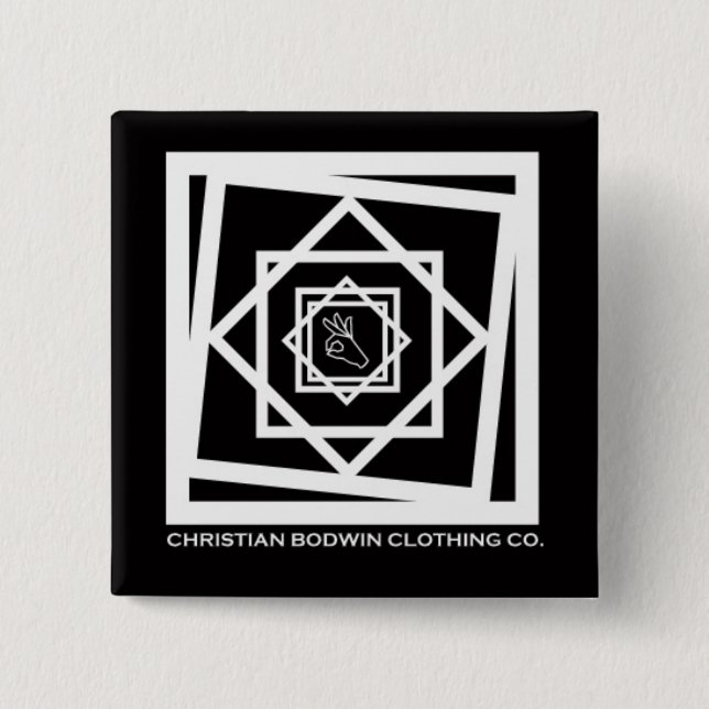 Black Hex 15 Cm Square Badge (Front)