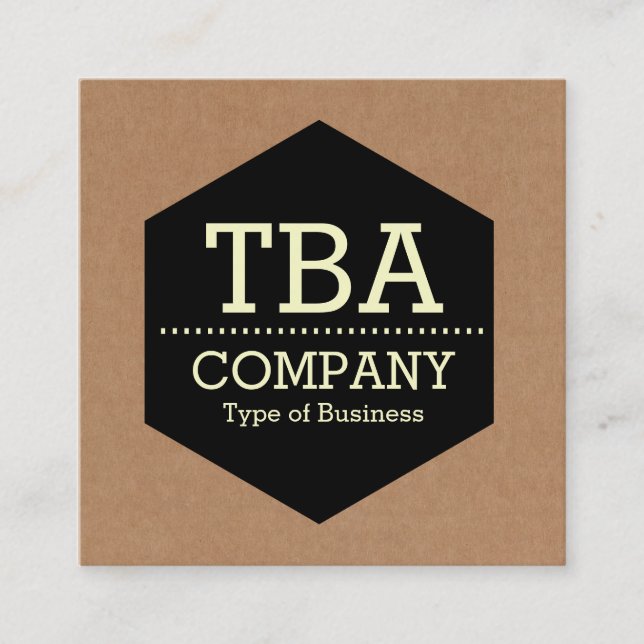 Black Hexagon - Cardboard Square Business Card (Front)