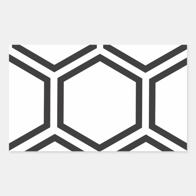 Black Hexagon pattern. Rectangular Sticker (Front)