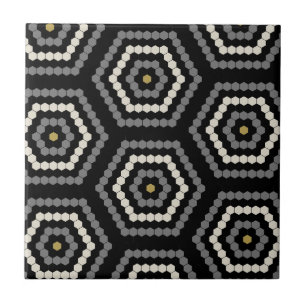 Black Hexagon Penny Hex Tile Pattern