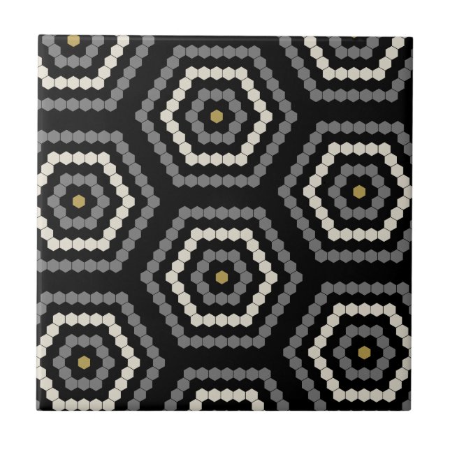 Black Hexagon Penny Hex Tile Pattern (Front)