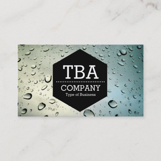 Black Hexagon - Rain on a Window Business Card (Front)