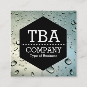 Black Hexagon - Rain on a Window Square Business Card