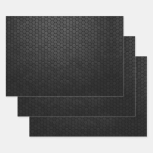 Black Hexagon Shape Design Wrapping Paper Sheet