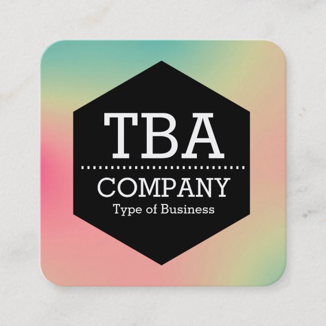 Black Hexagon -  Soft Gradient Square Business Car Card (Front)