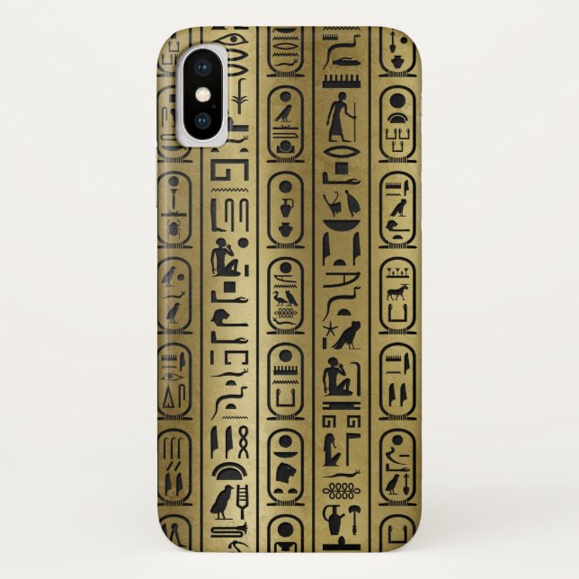 Black hieroglyphs pattern on Ancient Gold Case-Mate iPhone Case (Back)
