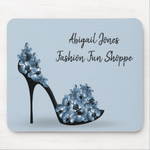 Black High Heel with Flowers Mouse Mat