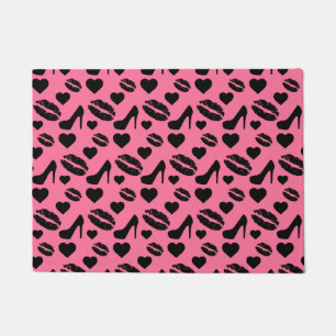Black High Heels Kisses Lips Girly Makeup Hearts Doormat