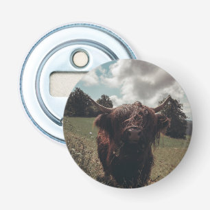 Black highland Scottish cow grazing vintage retro Bottle Opener
