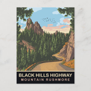 Black Hills Highway, Mount Rushmore, SD, Travel Postcard