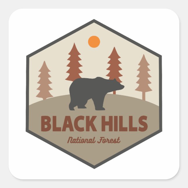 Black Hills National Forest Bear Square Sticker (Front)