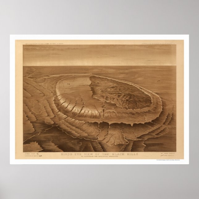 Black Hills of Dakota Birdseye View 1880 Poster (Front)