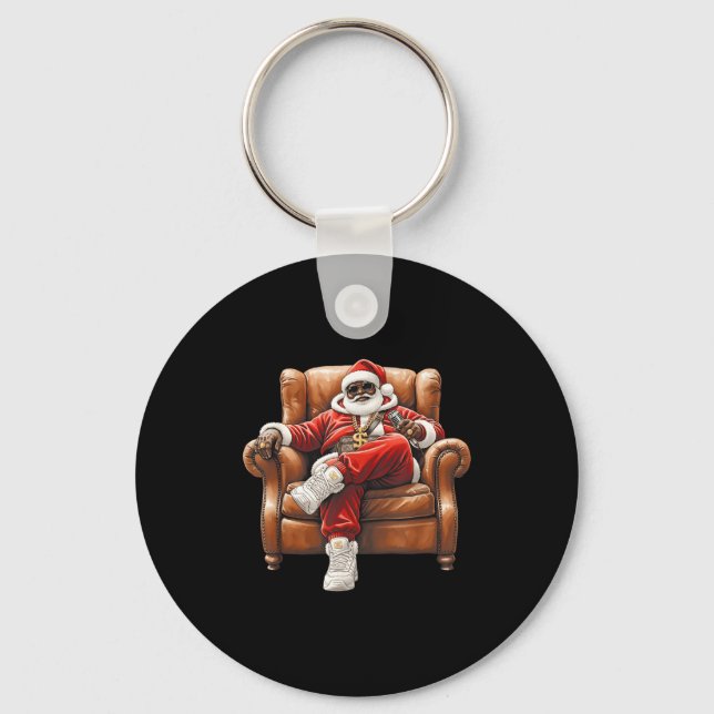 Black Hip Hop Santa Claus African American Santa  Key Ring (Front)