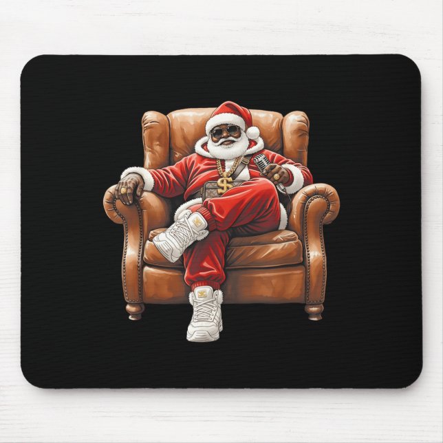 Black Hip Hop Santa Claus African American Santa  Mouse Mat (Front)