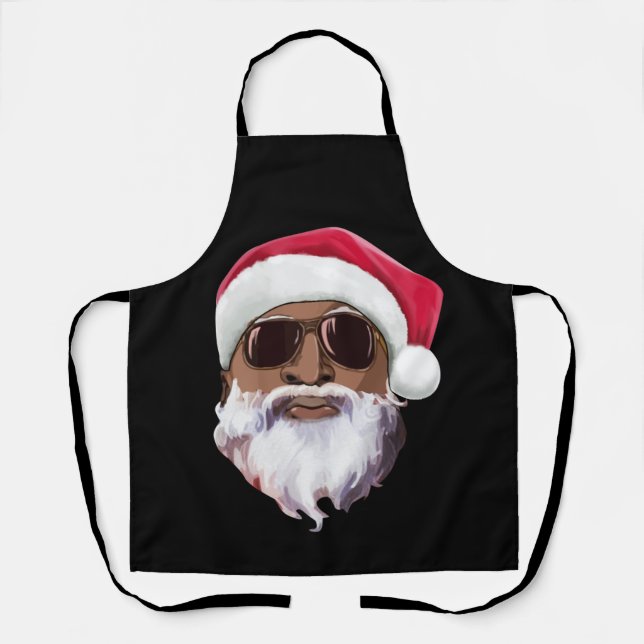 Black hip hop Santa Claus novelty African American Apron (Front)