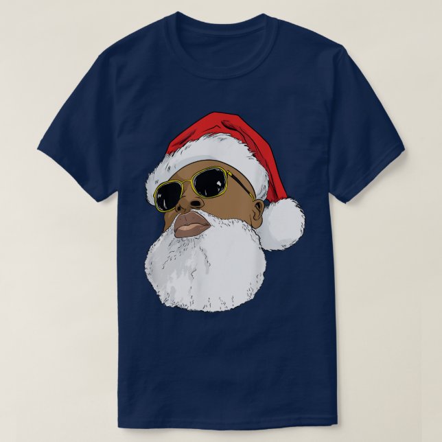 Black hip hop Santa Claus novelty African American T-Shirt (Design Front)