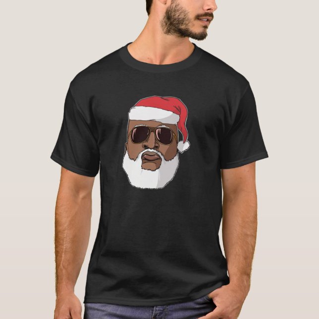 Black hip hop Santa Claus novelty African American T-Shirt (Front)