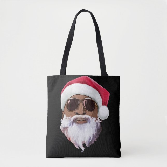 Black hip hop Santa Claus novelty African American Tote Bag (Front)
