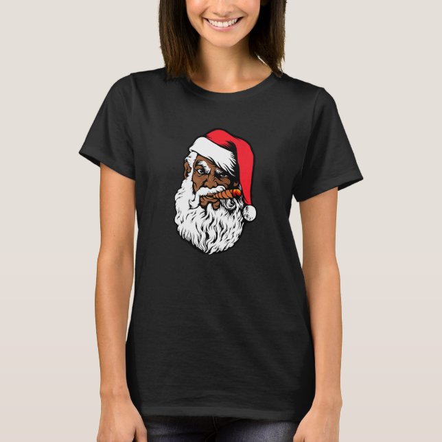 Black Hip Hop Santa Proud Afro African American Ch T-Shirt (Front)