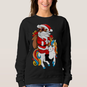 Black Hip Hop Santa Riding Unicorn African America Sweatshirt