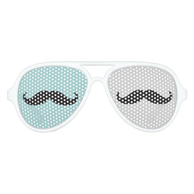 Black Hipster Moustaches Aviator Sunglasses (Front)