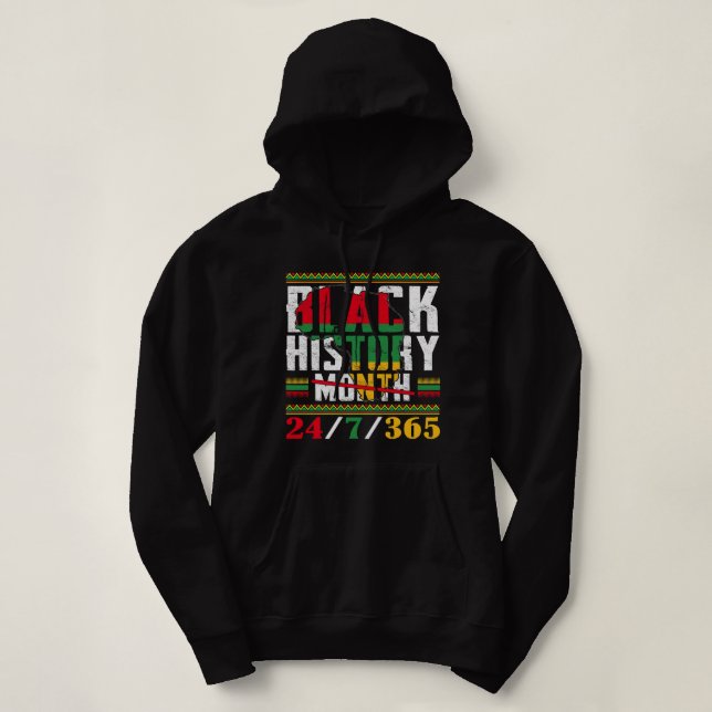 Black History 24 7 365 Africa Map BHM Pride Afro W Hoodie (Design Front)